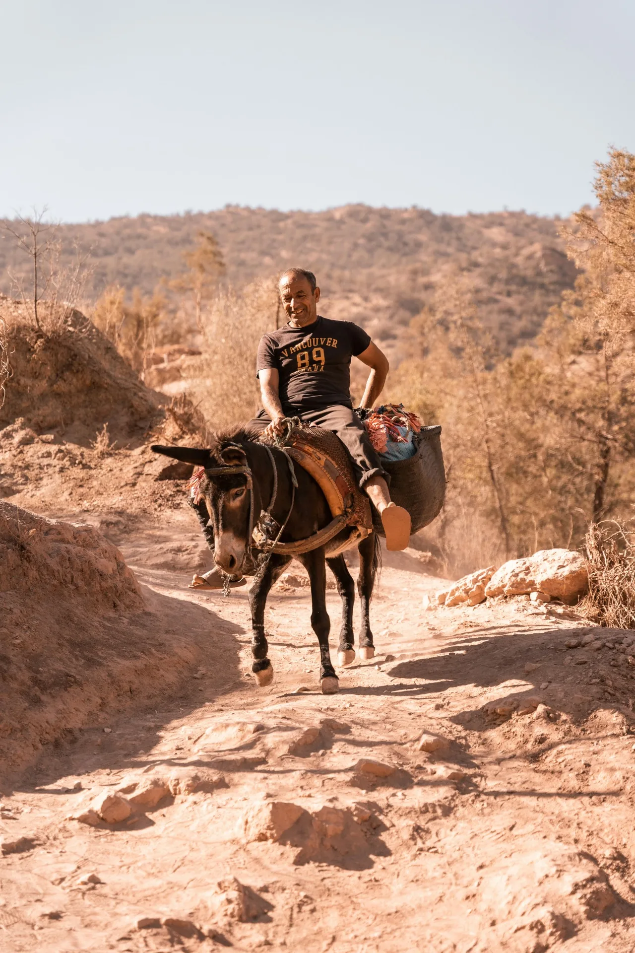 Local rider on a rural trail in southern Morocco
